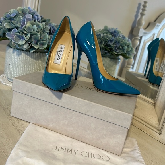 Jimmy Choo Shoes - Jimmy Choo Anouk turquoise patent stilettos size 36.5